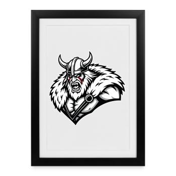 Viking Berserker Fury War Paint Mascot - Framed poster (27 × 37 cm) - black - Front
