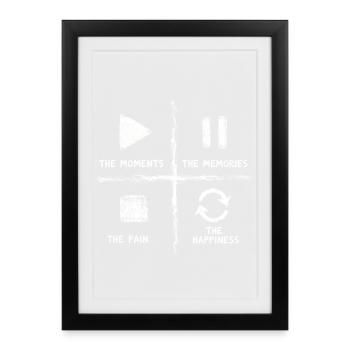Pleine conscience, moments, souvenirs, bonheur - Affiche encadrée (27 × 37 cm) - noir - Devant