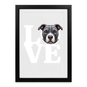 LOVE Staffy Bull Terrier Dog Dog Lover Funny - Framed poster (27 × 37 cm) - black - Front