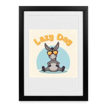 Sloth Day - Donkey Relax - Framed poster (27 × 37 cm) - black - Front