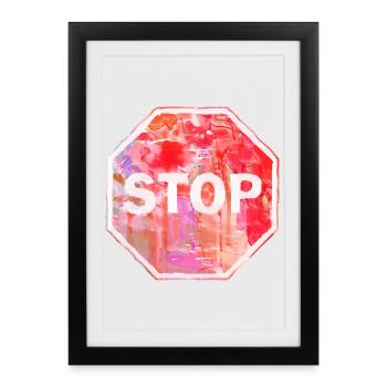 Panneau stop grunge - Affiche encadrée (27 × 37 cm) - noir - Devant