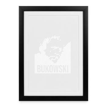 charles bukowski pixelart design portrait T-Shirt - Framed poster (27 × 37 cm) - black - Front