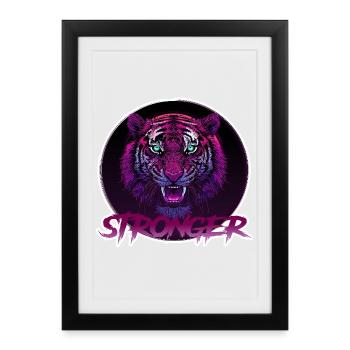 Tigre néon sauvage - Plus fort - Affiche encadrée (27 × 37 cm) - noir - Devant