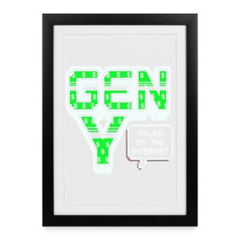 Generation Y, gen Y, Millennials Shirt, Pullover Hoodie - Framed poster (27 × 37 cm) - black - Front