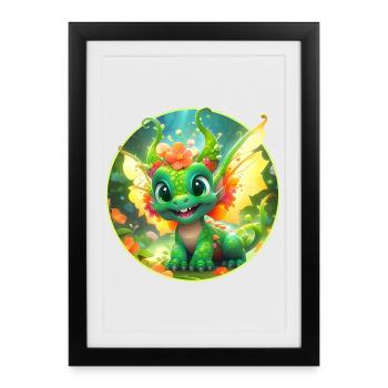 Blossom Dragons in the Wonder Forest - Framed poster (27 × 37 cm) - black - Front
