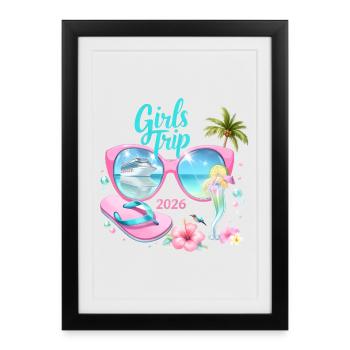 Voyage entre filles Vacances en croisière 2026 - Affiche encadrée (27 × 37 cm) - noir - Devant