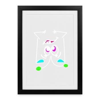 Neon Mood Flip - The Turning Face - Framed poster (27 × 37 cm) - black - Front