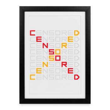 Déclaration drôle censurée Logo de la liberté - Affiche encadrée (27 × 37 cm) - noir - Devant