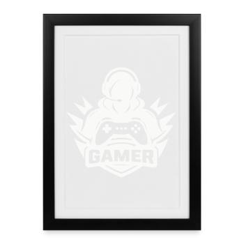 gamer_logo - Framed poster (27 × 37 cm) - black - Front