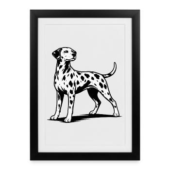Silhouette dalmate noir et blanc - Affiche encadrée (27 × 37 cm) - noir - Devant