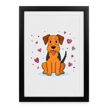 Airedale Terrier (bande dessinée) - Affiche encadrée (27 × 37 cm) - noir - Devant