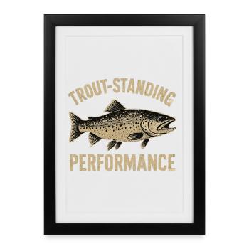 La pêche à la truite : la performance de la pêche à la truite debout - Affiche encadrée (27 × 37 cm) - noir - Devant