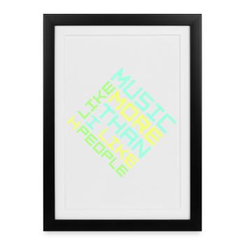 J’aime la musique plus que les gens désirent Musik - Affiche encadrée (27 × 37 cm) - noir - Devant