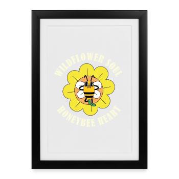 Cœur d’abeille âme de fleurs sauvages – Nature rétro - Affiche encadrée (27 × 37 cm) - noir - Devant
