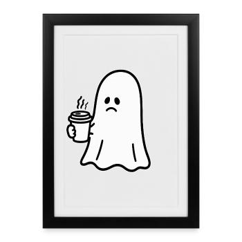 Ghost Coffee Halloween Trick or Treat - Framed poster (27 × 37 cm) - black - Front