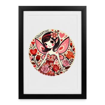 Fée de la Saint-Valentin Fleur - Affiche encadrée (27 × 37 cm) - noir - Devant