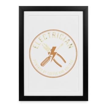 Electrician Coffee Voltage - Framed poster (27 × 37 cm) - black - Front