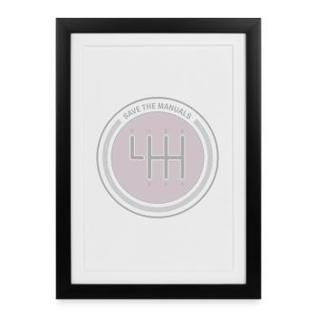 Emblème du manuelschaltung Sauver les manuels - Affiche encadrée (27 × 37 cm) - noir - Devant