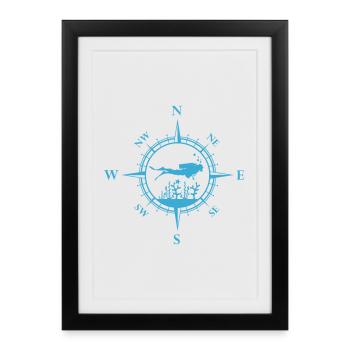  plongeur plongée sous-marine - Affiche encadrée (27 × 37 cm) - noir - Devant