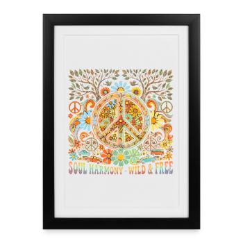 Peace Love Harmony 60s - Framed poster (27 × 37 cm) - black - Front