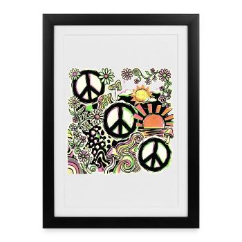 Paix Hippie, Flower Stop The War - Affiche encadrée (27 × 37 cm) - noir - Devant