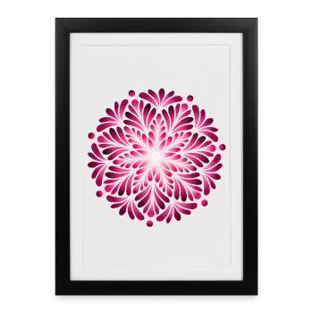 Mandala Rose Lumineux - Affiche encadrée (27 × 37 cm) - noir - Devant