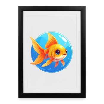 Poisson rouge - Affiche encadrée (27 × 37 cm) - noir - Devant