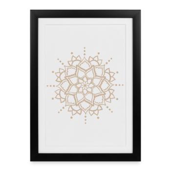 Fleur Mandala beige - Affiche encadrée (27 × 37 cm) - noir - Devant