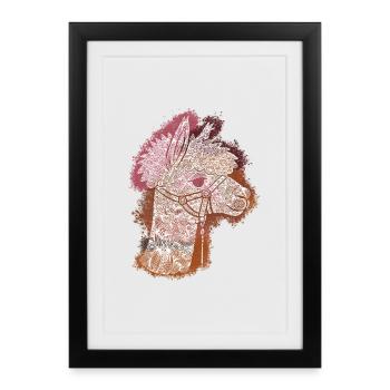 Zentangle Alpaca - Framed poster (27 × 37 cm) - black - Front