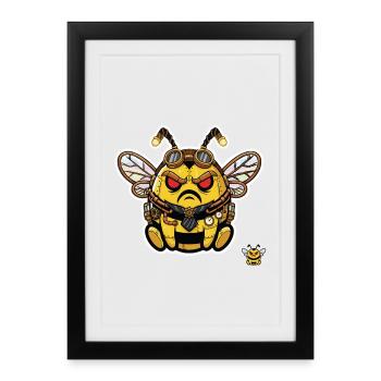 Bionic Edgy Steampunk Cyborg Bee - Framed poster (27 × 37 cm) - black - Front