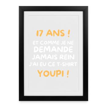 Funny Draw Boy Teen 17 Years Funny Birthday 17 - Framed poster (27 × 37 cm) - black - Front