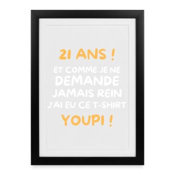 Funny Draw Boy Teen 21 Years Funny Birthday 21 - Framed poster (27 × 37 cm) - black - Front