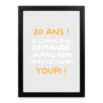 Funny Draw Boy Teen 20 Years Funny Birthday 20 - Framed poster (27 × 37 cm) - black - Front