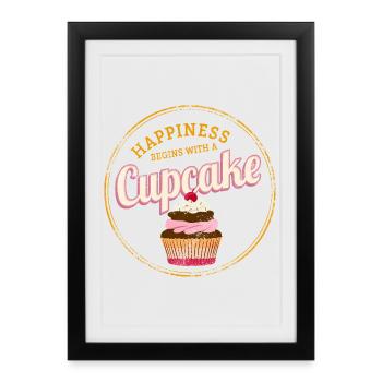 Cupcake Dessert Cook Vintage Cake Retro Design - Framed poster (27 × 37 cm) - black - Front