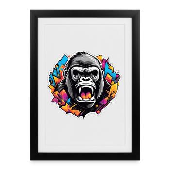 Gorille Graffiti Éclatant - Affiche encadrée (27 × 37 cm) - noir - Devant