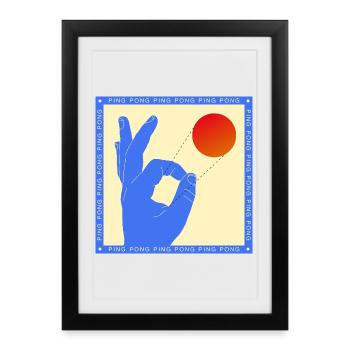 Graphique rétro de film de ping-pong pop art - Affiche encadrée (27 × 37 cm) - noir - Devant