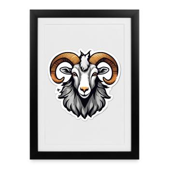 Bold graphic ram - Framed poster (27 × 37 cm) - black - Front