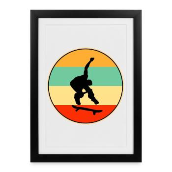 Retro Skateboarder Vintage Sunset Skate - Framed poster (27 × 37 cm) - black - Front