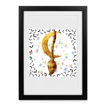 Balai d’Or et Lune Magique - Affiche encadrée (27 × 37 cm) - noir - Devant