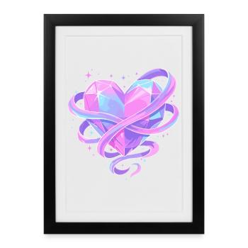 Pastel Crystal Heart with Bows - Framed poster (27 × 37 cm) - black - Front