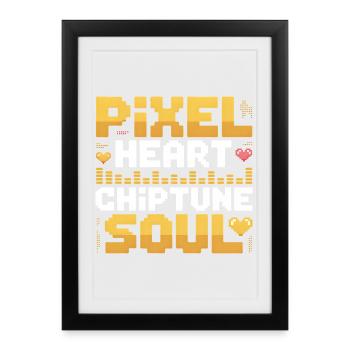 Pixel Heart, Chiptune Soul | 8-bit music - Framed poster (27 × 37 cm) - black - Front