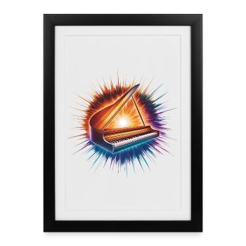 Flügel Musikinstrument Kunstdruck - Gerahmtes Poster (27 × 37 cm) - Schwarz - Vorne