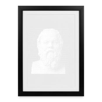 Portrait en demi-ton de Socrate. - Affiche encadrée (27 × 37 cm) - noir - Devant