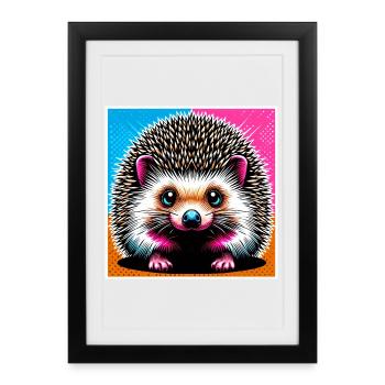 hedgehog - Framed poster (27 × 37 cm) - black - Front