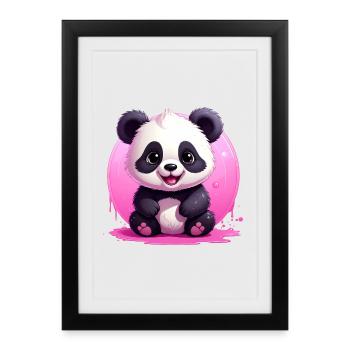 cute panda - Framed poster (27 × 37 cm) - black - Front