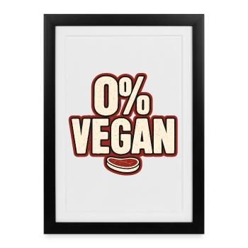 0 % Vegan – Déclaration rétro - Affiche encadrée (27 × 37 cm) - noir - Devant