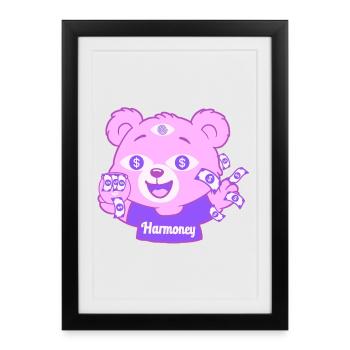 Harmoney Teddy - Affiche encadrée (27 × 37 cm) - noir - Devant