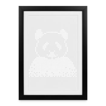 T-shirt Panda Dot Art - Affiche encadrée (27 × 37 cm) - noir - Devant