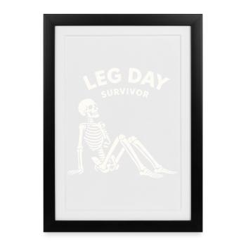 Leg Day Survivor – Fitness Humor Shirt - Framed poster (27 × 37 cm) - black - Front