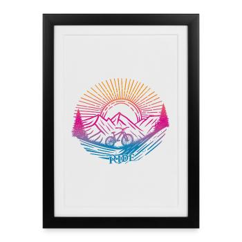 Bicycle Downhill Ride - Framed poster (27 × 37 cm) - black - Front